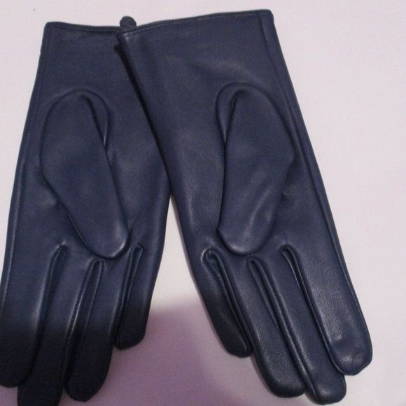 Touchscreen Gloves Leather Quilted Pattern Blue - Picture 2 of 6